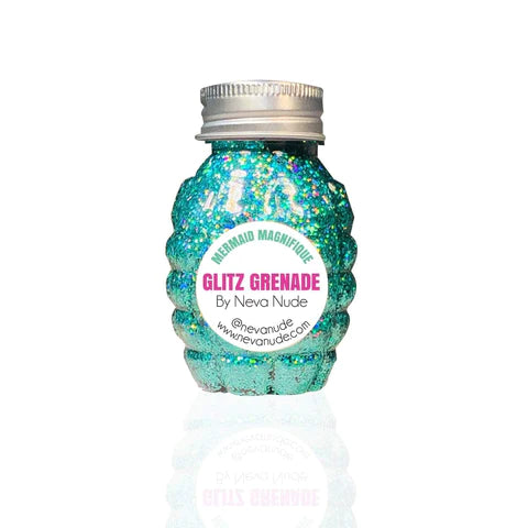 Mermaid Magnifique Turquoise Cosmetic Glitter Glitz Grenade in Aloe Gel