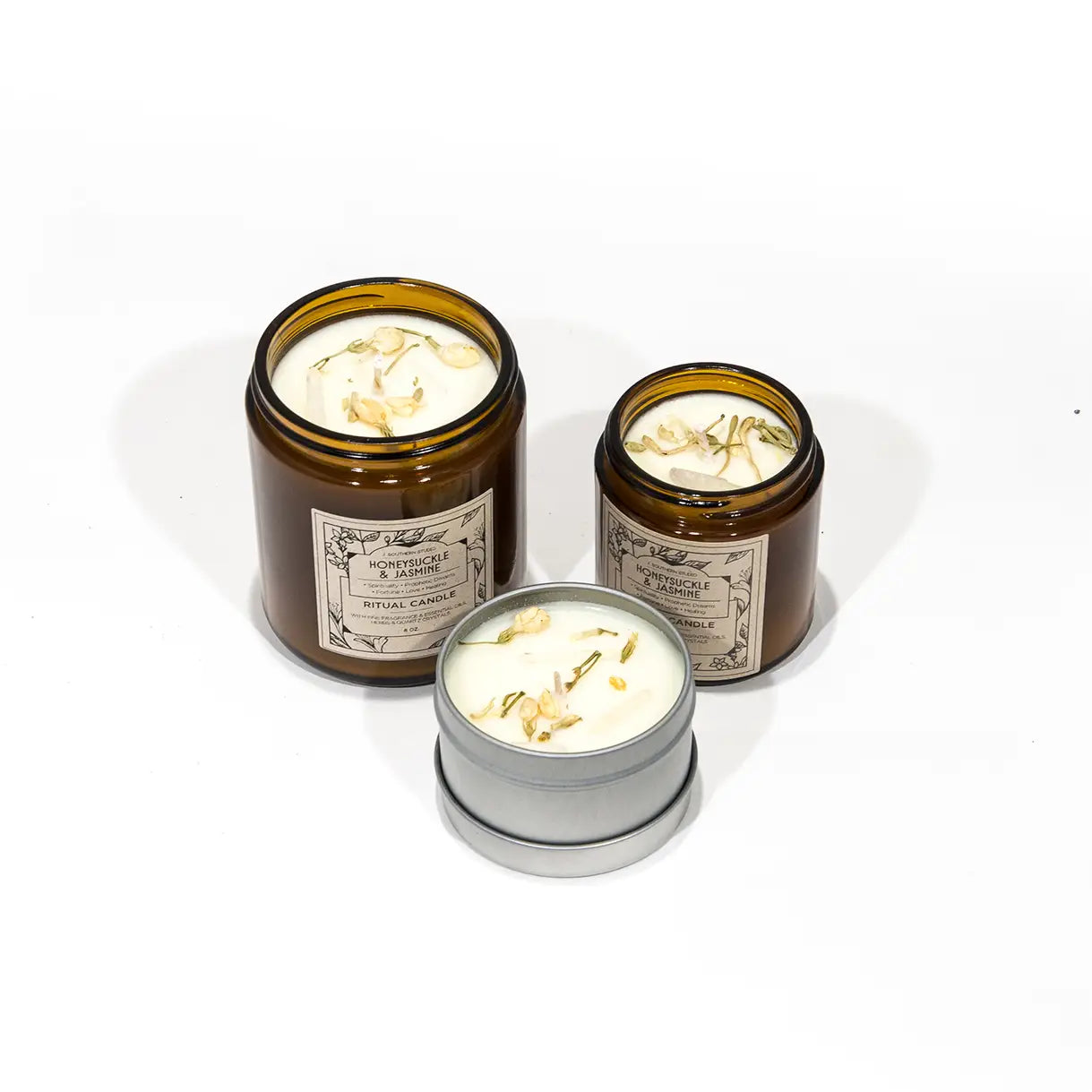Honeysuckle & Jasmine Ritual Candle - 4 oz. Amber Glass Jar