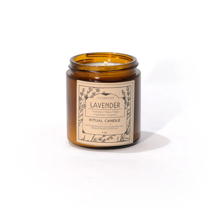 Lavender Ritual Candle - 4 oz. Amber Glass Jar