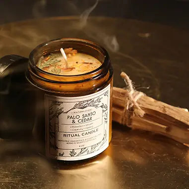 Palo Santo & Cedar Ritual Candle - 4 oz. Amber Glass Jar