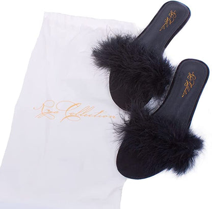 Feather Slipper - Black