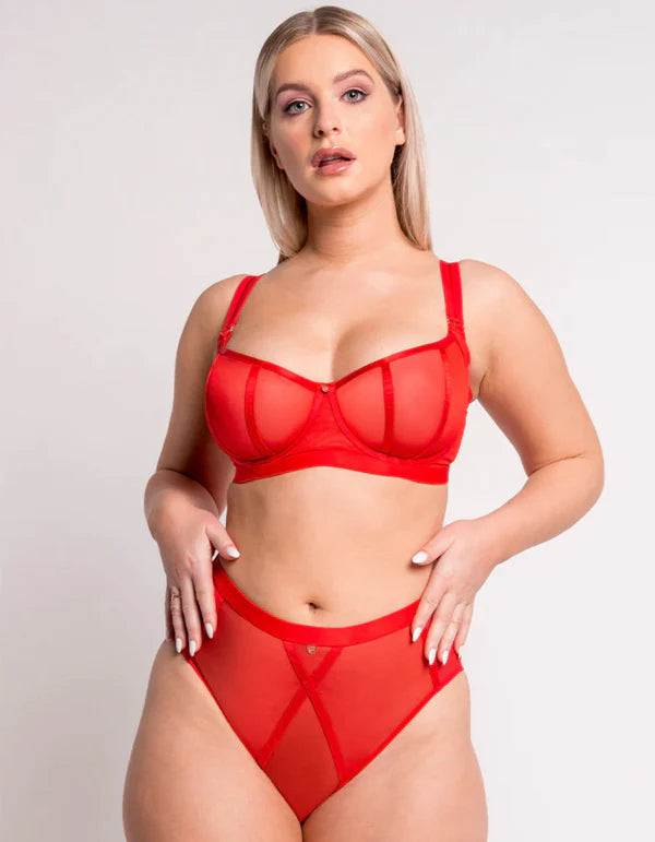 Sheer Chic High Waist Brief - Flame Red