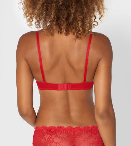Endearing Lace Push-Up Bra - Red