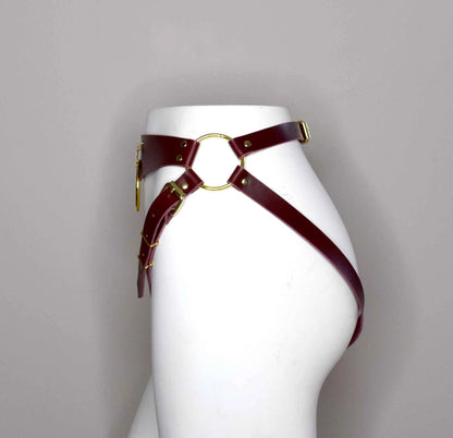 Vanya Convertible Simple Leather Harness - Burgundy