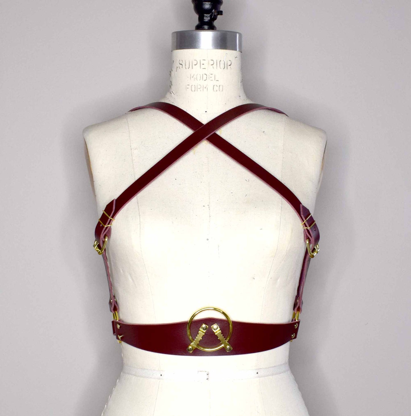 Vanya Convertible Simple Leather Harness - Burgundy