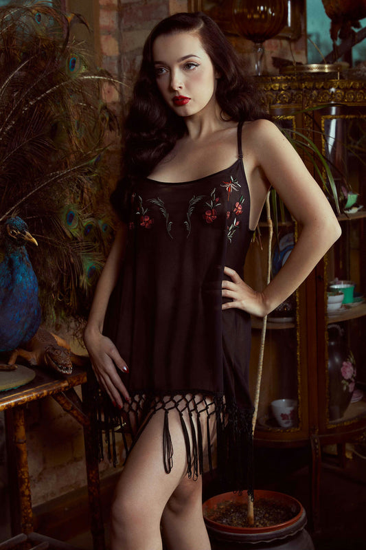 Bettie Page Embroidered Tassel Chemise