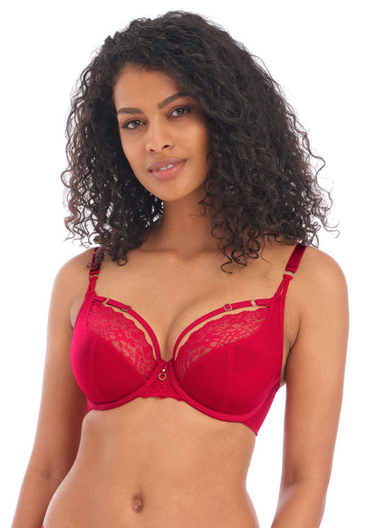 Temptress Plunge Bra - Cherry