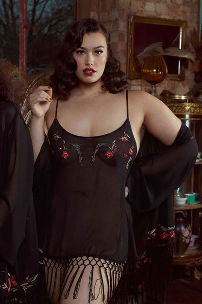 Bettie Page Embroidered Tassel Chemise