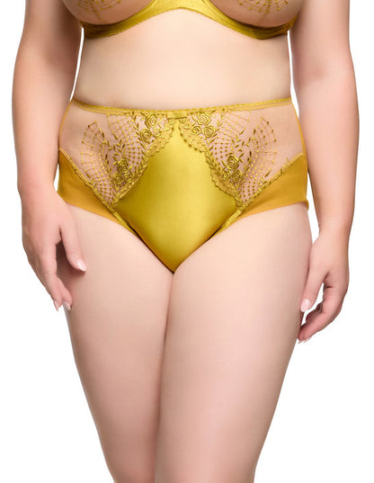 Julie's Roses High Waist Brief - Chartreuse