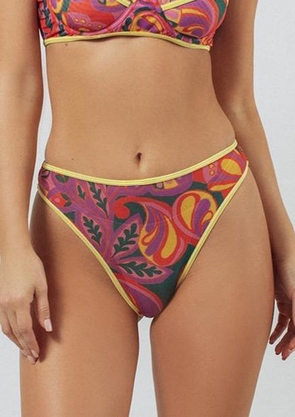 Mesh High Leg Bikini - Paisley