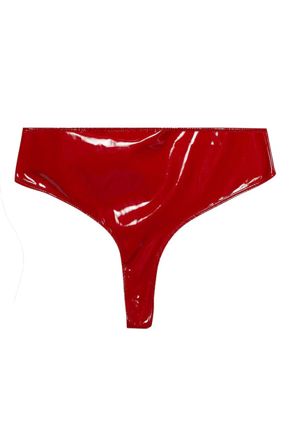 Maxine PVC Curvy High Waist Brief - Red