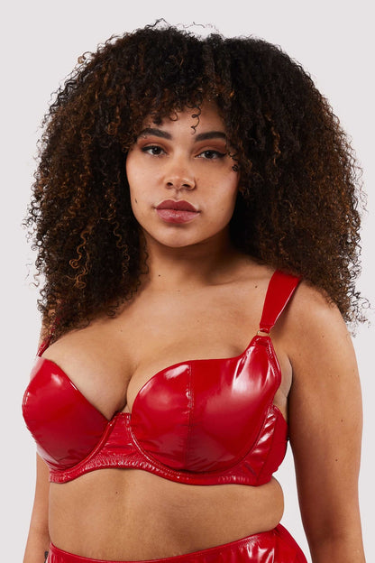 Maxine PVC Plunge Bra - Red