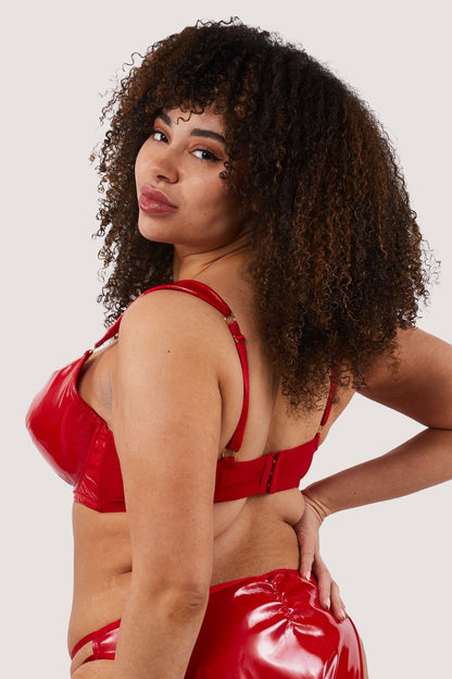 Maxine PVC Plunge Bra - Red