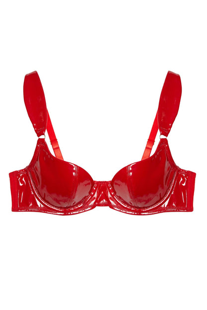 Maxine PVC Plunge Bra - Red