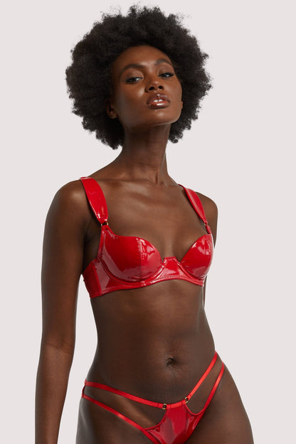 Maxine PVC Plunge Bra - Red