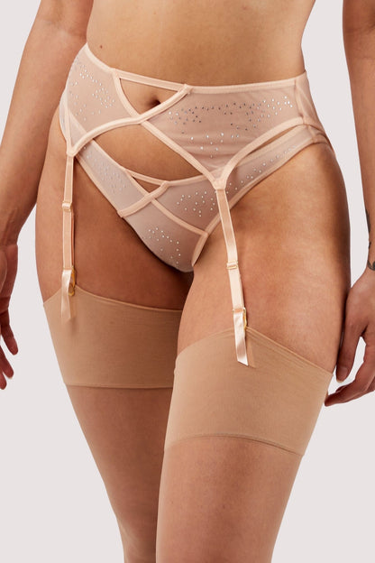 Nola Studded Suspender - Toffee Diamonte