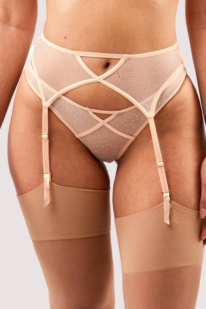 Nola Studded Suspender - Toffee Diamonte