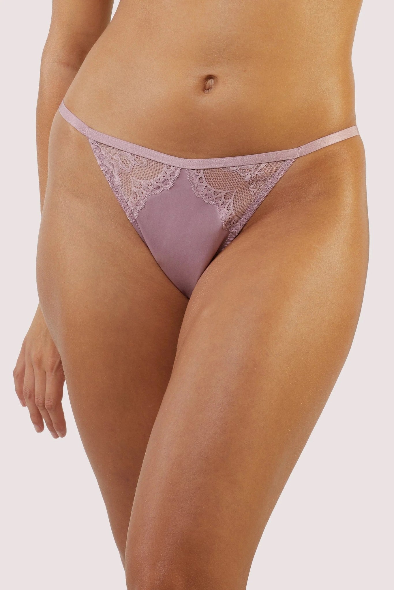 Wish Lace Strap Tanga Brief - Mink