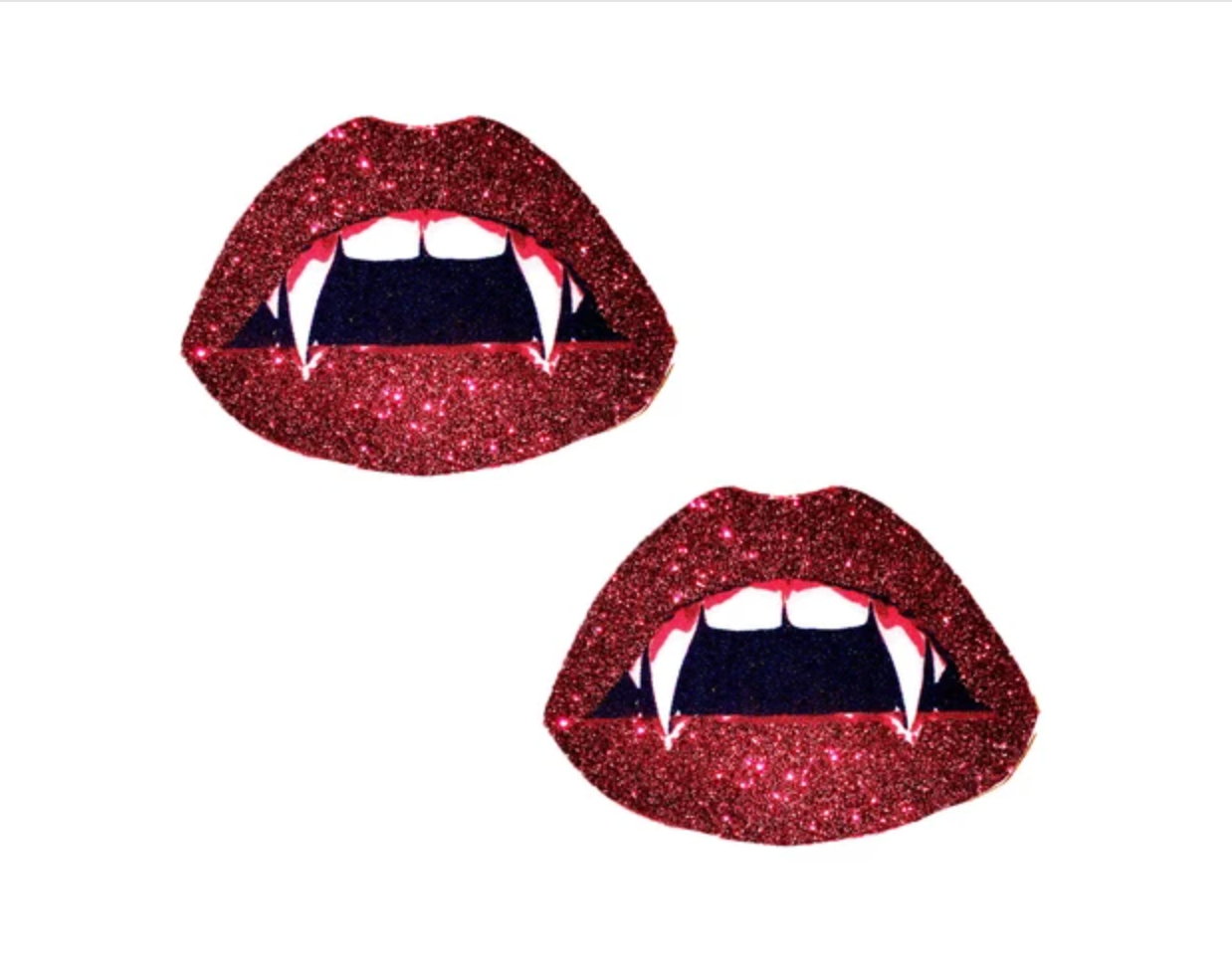Vampire Fang Red Glitter Lip Nipple Cover Pasties