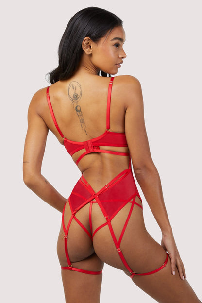 Sarah Open Cup Strappy Body - Red